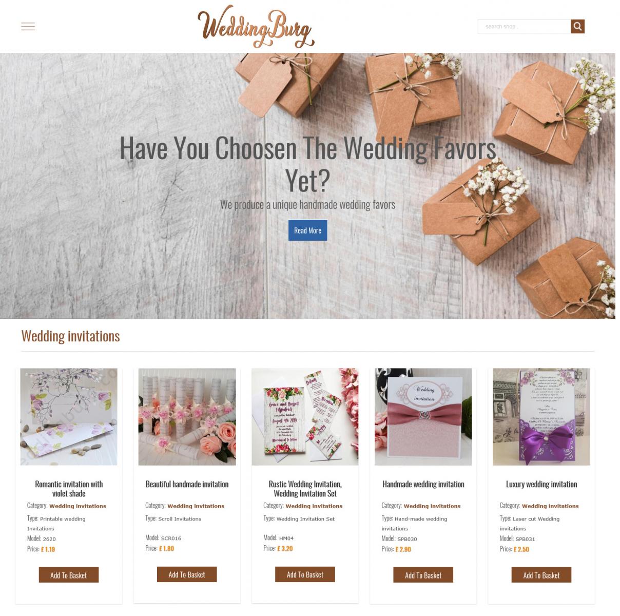 Online store for wedding accessories Weddingburg