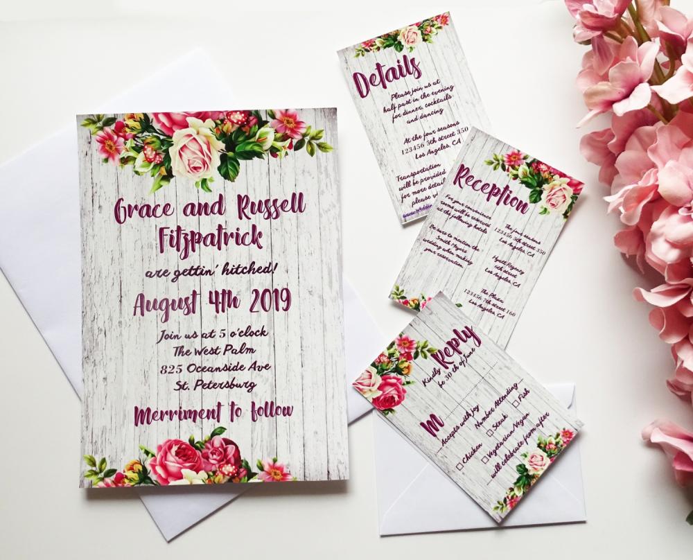 Rustic Wedding Invitation, Wedding Invitation Set - Wedding invitations