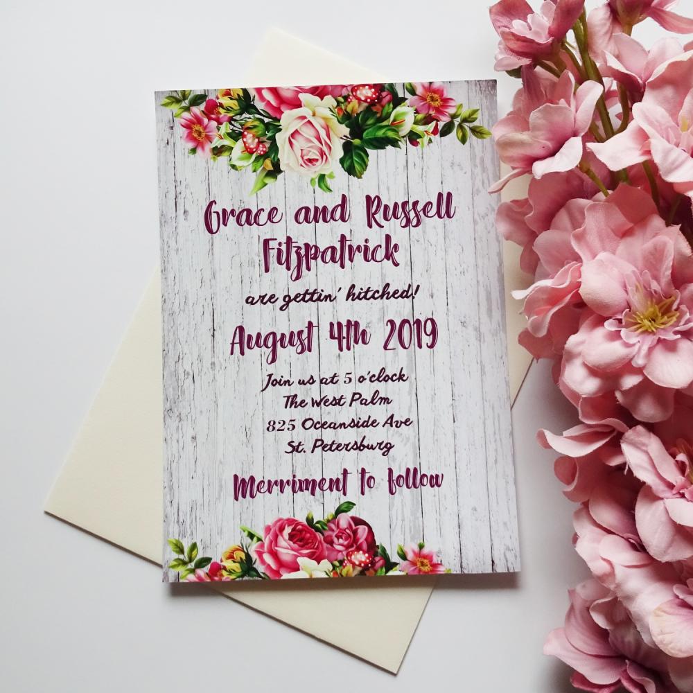 Rustic Wedding Invitation, Wedding Invitation Set - Wedding invitations image 2