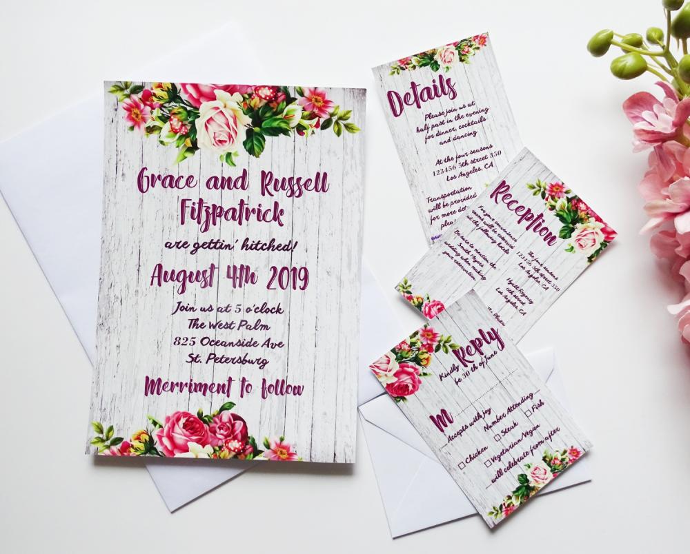 Rustic Wedding Invitation, Wedding Invitation Set - Wedding invitations image 3