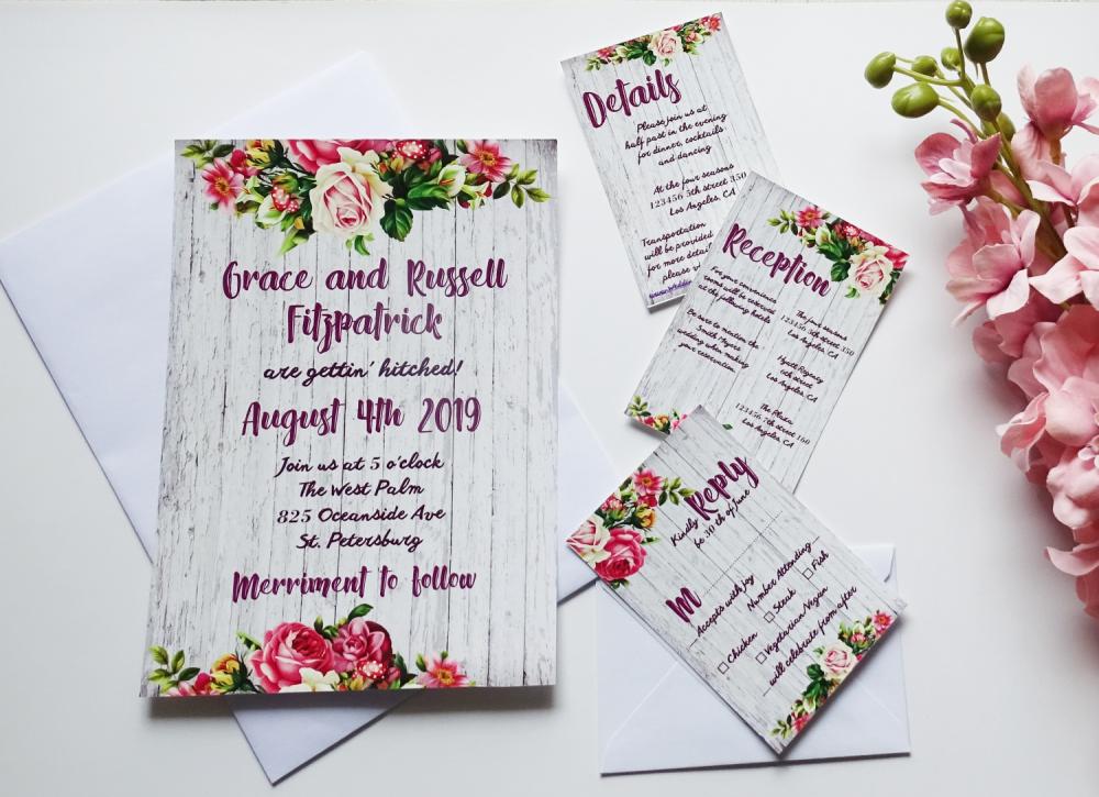 Rustic Wedding Invitation, Wedding Invitation Set - Wedding invitations image 4