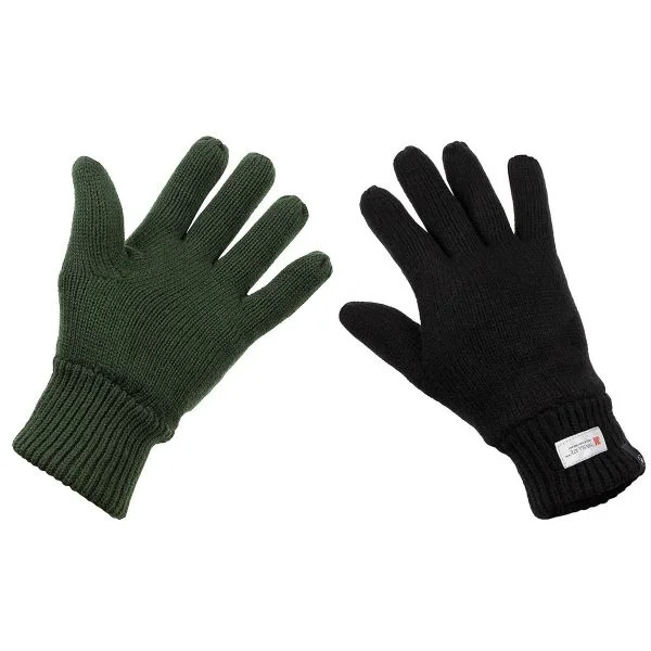 Knitted gloves - Black/Olive green