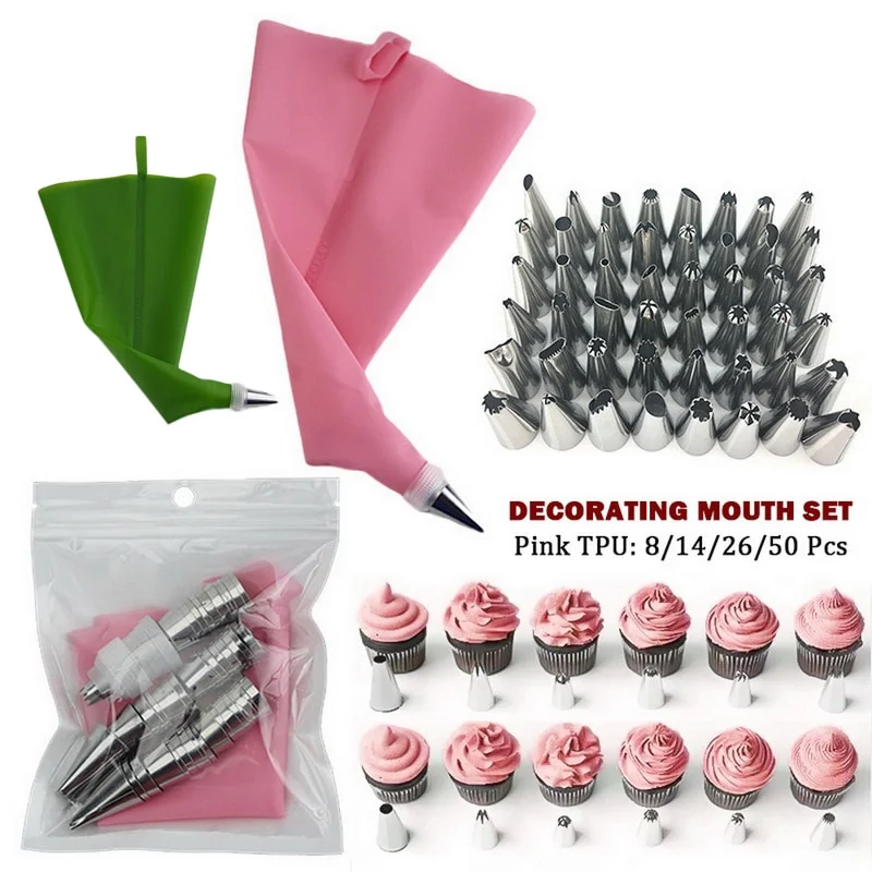 26-Piece Silicone Pastry Piping Bag & Decorating Nozzle Set