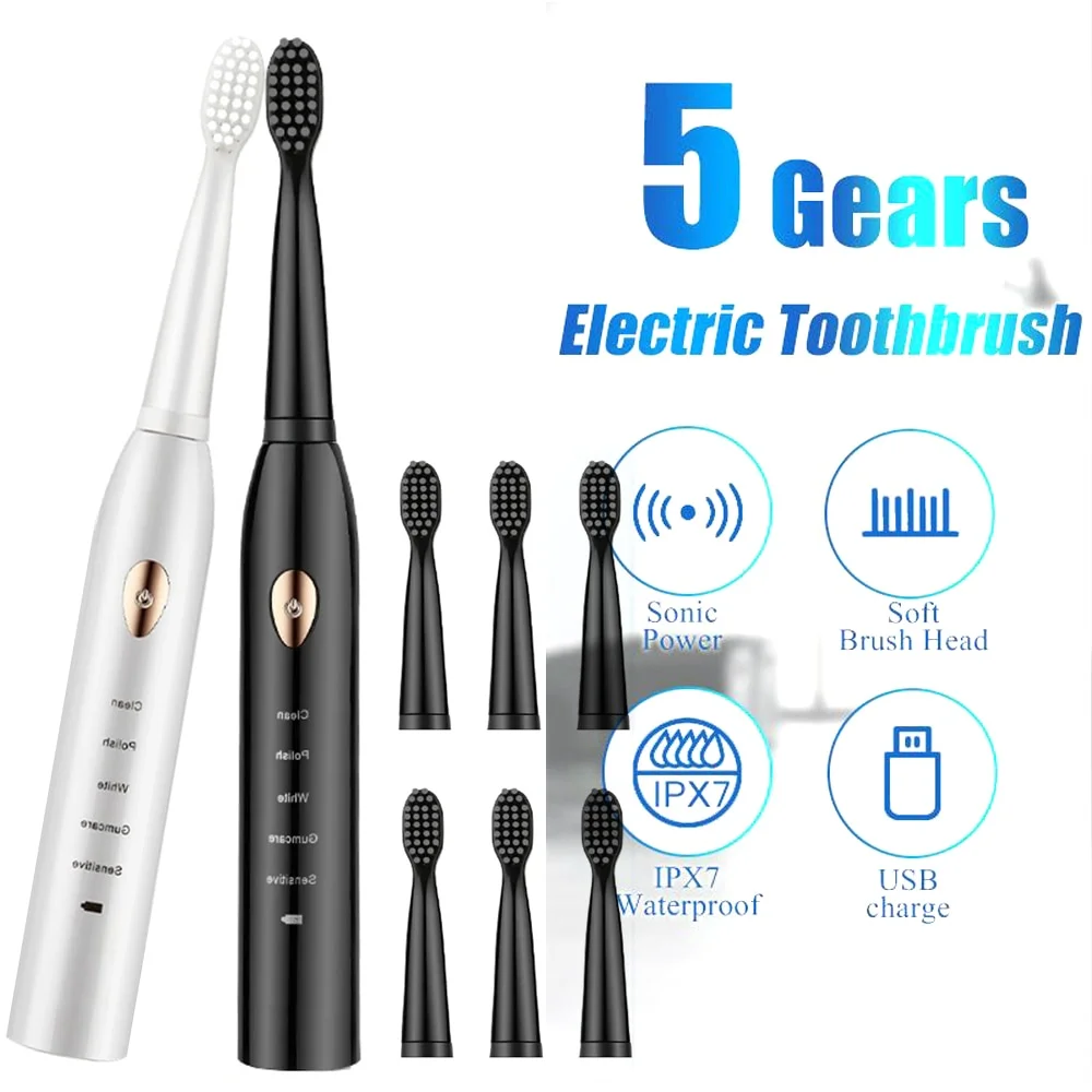 Ultrasonic Electric Toothbrush with Rechargeable Battery