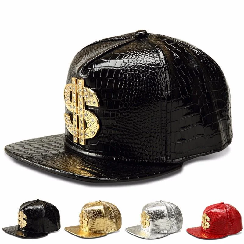 Unisex Adjustable Hip-Hop Sparkly Sun Hat with Dollar Sign