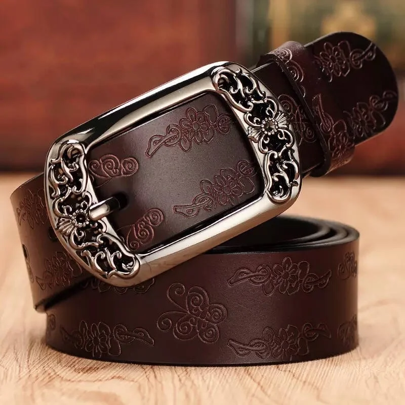 Women's Thin Genuine Leather Belts - Double-Layer Leather Belts