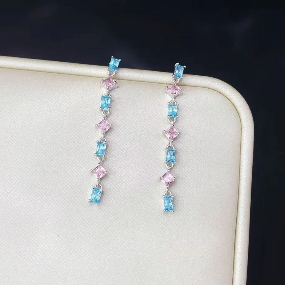 Womens silver dangling earrings Rainbow Z28144