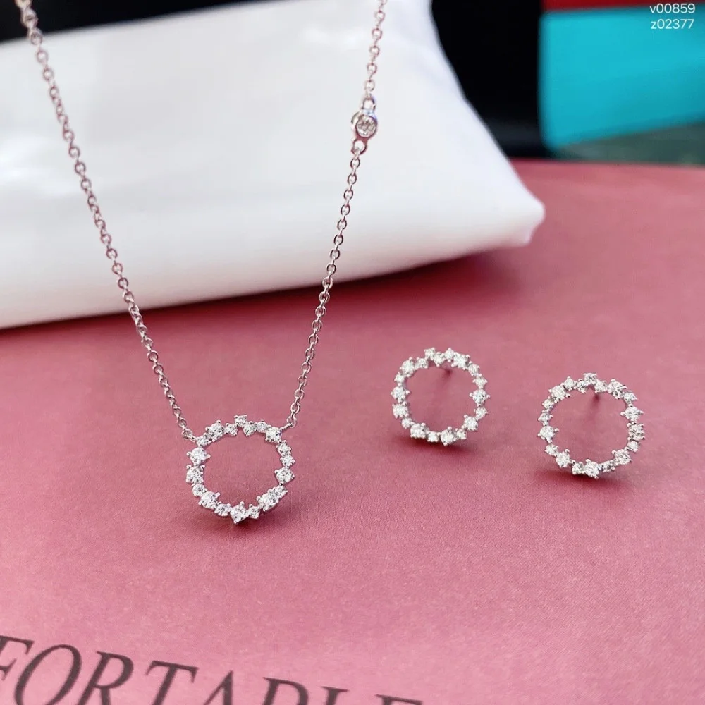 Womens Crystal Circles Silver Jewelry Set V00859HPN