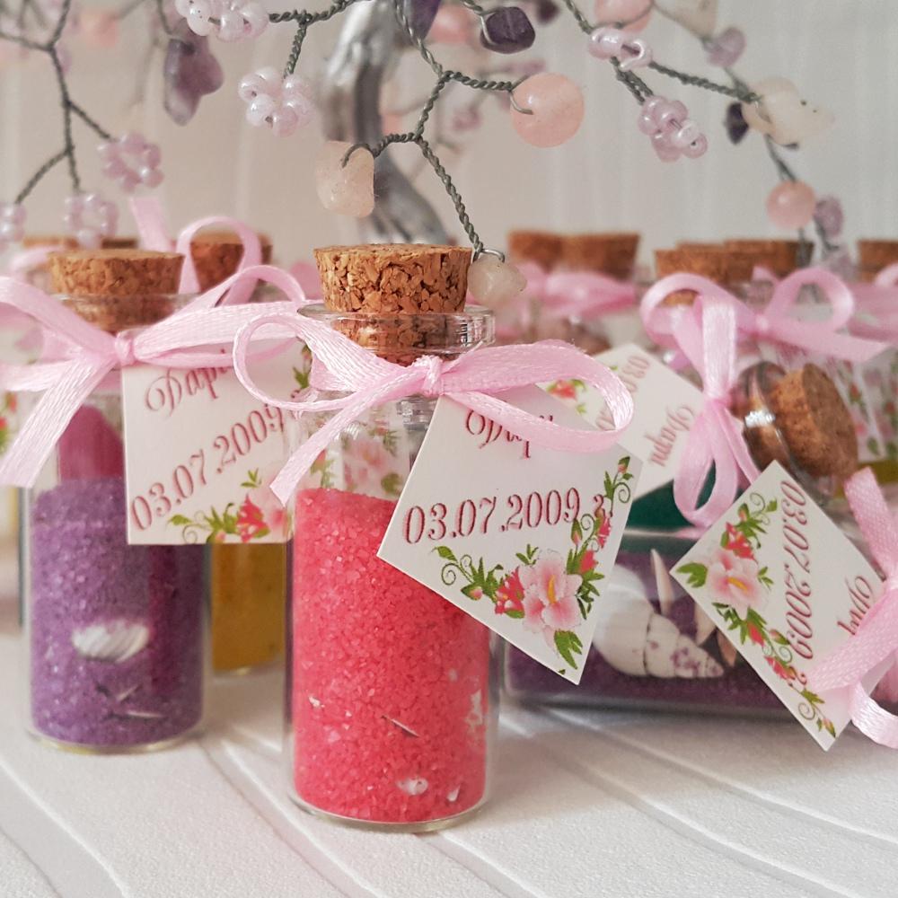 A miniature bottle with colorful sand - Wedding favors and boxes image 4